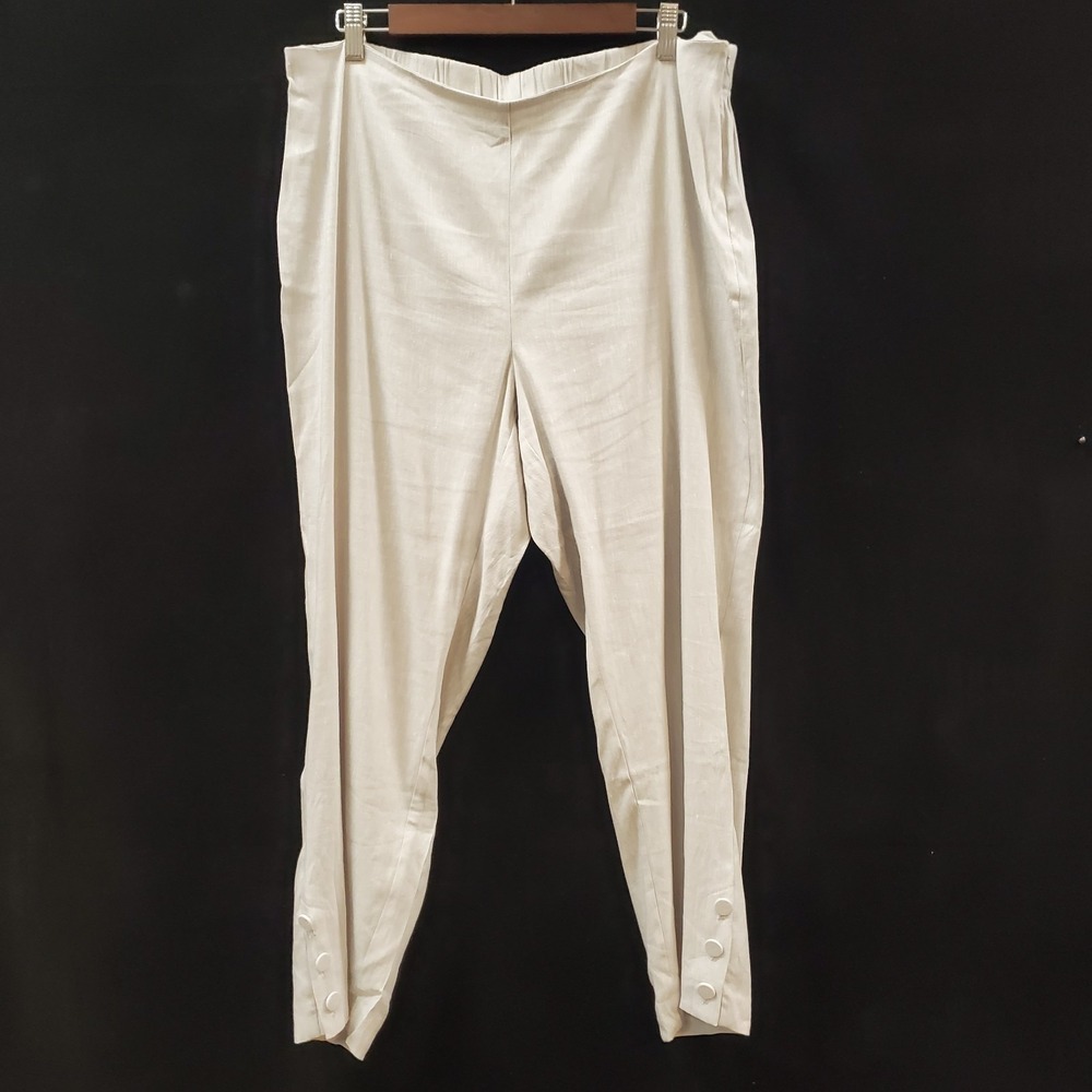 J Jill Love Linen Womens Wide Leg Full Lenth Button Ankle Pants Size L Beachy